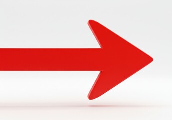 A vivid crimson arrow pointing right against a pristine pristine backdrop view
