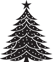Obraz premium christmas tree vector clipart, christmas tree silhouette vector icon, christmas tree vector illustration black and white