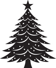 Obraz premium christmas tree vector clipart, christmas tree silhouette vector icon, christmas tree vector illustration black and white