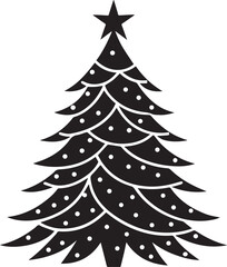 Fototapeta premium christmas tree vector clipart, christmas tree silhouette vector icon, christmas tree vector illustration black and white