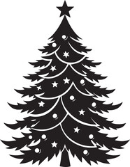 Obraz premium christmas tree vector clipart, christmas tree silhouette vector icon, christmas tree vector illustration black and white