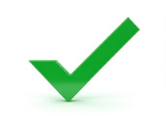 A vibrant green check mark symbol isolated against a clean, bright backdrop