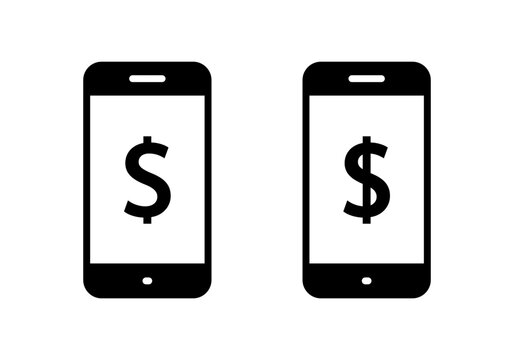Dollar, USD currency on mobile phone icon. Money on smartphone screen sign symbol