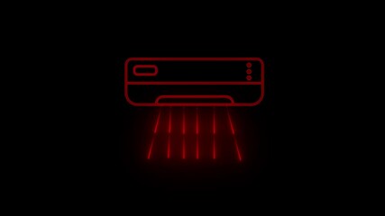 glowing neon Air conditioning icon animation simple best. air conditioner trendy icon animation concept ,Purple glowing neon line of AC air conditioner icon, on black background, 4K motion 