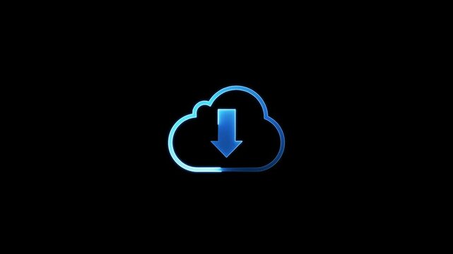 data backup icon.clouds with percents over binary coding. cloud download icon animation on a black background, animation of downloading symbol, downloading icon arrow animated