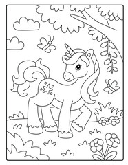 Unicorn coloring pages for kids