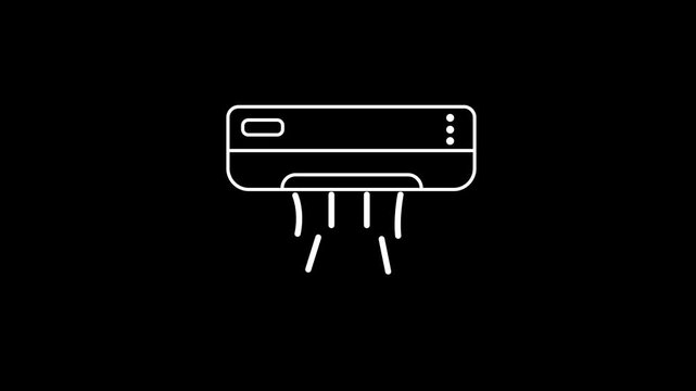 Air conditioning icon animation simple best. air conditioner trendy icon animation concept ,Purple glowing neon line of AC air conditioner icon, on black background, 4K motion graphics animation,