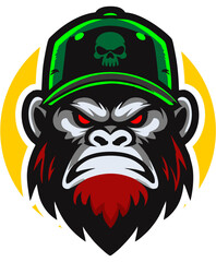 Angry Gorilla with a Skull Hat