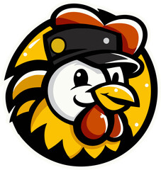 Funny Rooster Wearing a Cool Black Cap