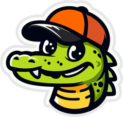 Cheerful Crocodile Wearing a Red Cap