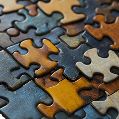 Close-up of puzzle pieces, cut out