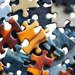 Close-up of puzzle pieces, cut out