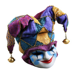 Obraz premium Colorful jester hat with bells, cut out