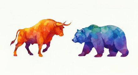 Bull and Bear Watercolor Art: Market Trends