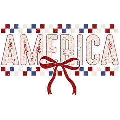 Naklejka premium Retro America Checker Coquette PNG – Vintage Patriotic Aesthetic Sublimation Design
