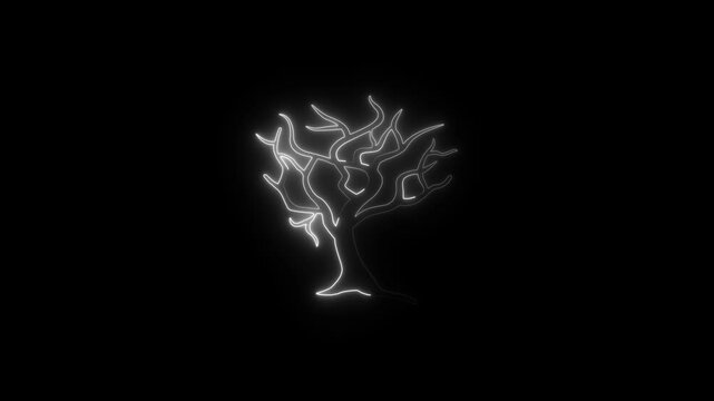 Glowing neon line Nuclear explosion icon isolated on black background. Atomic bomb. Symbol of nuclear war, end of world. Glowing Neon Tree Icon Animation on Black Background, HD Motion Graphic y
