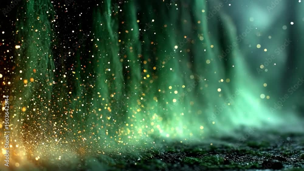 Aufkleber celestial cascade: an ethereal dance of light and particles descends, forming a radiant waterfall of
