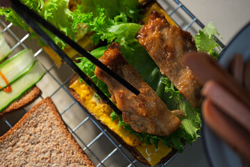 Delicious Grilled Meat Sandwich