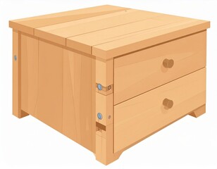 Simple Light Brown Wooden Coffee Table With Two Drawers