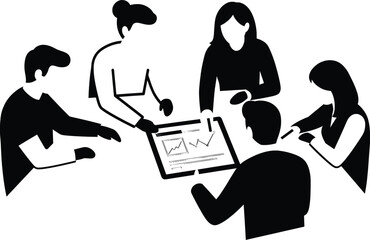 Teamwork Vector Illustration Collaborative Business Meeting