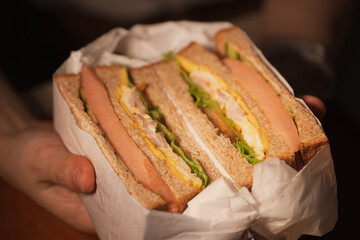 Delicious Sandwich with Ham and Egg