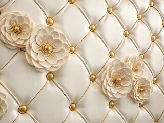 Elegant 3D Quilted Floral Patterned Upholstery Background