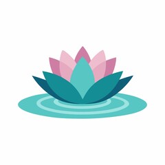 Pink lotus flower vector illustration with floral and nature elements