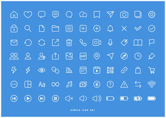 アイコンセット 白ライン SNS