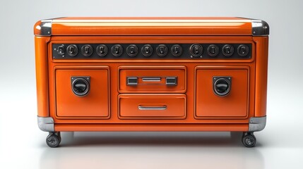Obraz premium Retro Orange Entertainment Center: A Vintage-Inspired Media Console