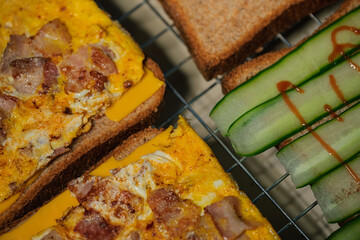 Delicious Breakfast Sandwiches with Cucumber Slices