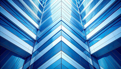 Futuristic Architecture Symmetrical Lines and Blue Glass Facade