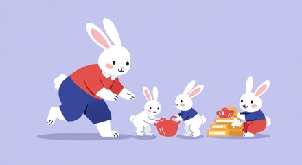 illustration of playing rabbit