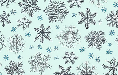 可愛い雪の結晶模様のシームレスなパターン２