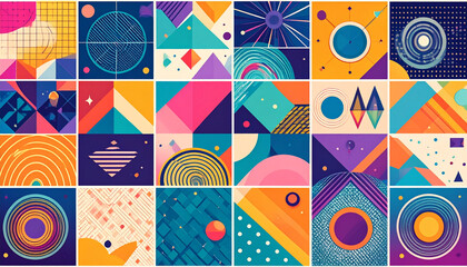 Retro Abstract Background Design Set 30 Vibrant 80s Style Illustrations