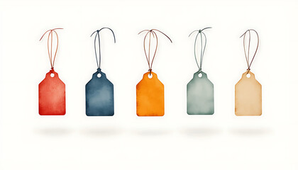 Watercolor price tags on white background