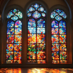 Fototapeta premium Colorful stained glass window in church.
