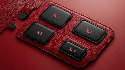 Luxury Leather Tech Accessory: Sleek Red Case with Integrated Buttons