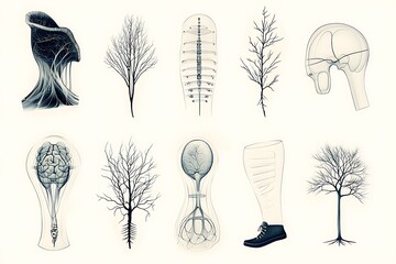 Naklejka premium Abstract Tree Anatomy Illustrations.