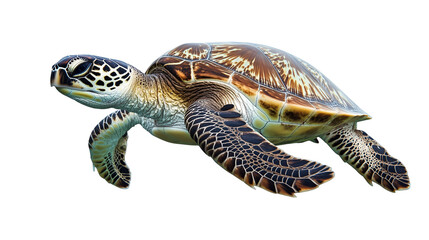 Obraz premium Green sea turtle swimming isolated on transparent background