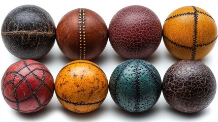 Collection of Eight Antique Leather Balls