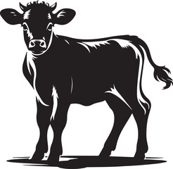 Fototapeta premium baby cow silhouette vector icon, baby cow logo vector