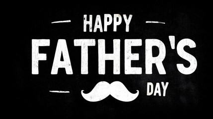Celebrate with a creative design saying happy fathers day featuring a bold font and stylish moustache on a dark background