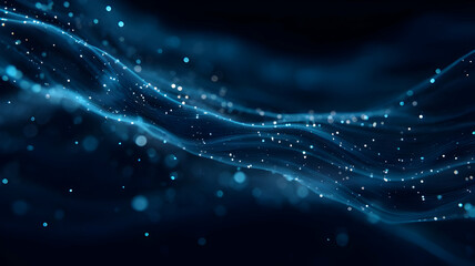 Blue Particle Network Flow on Dark Background