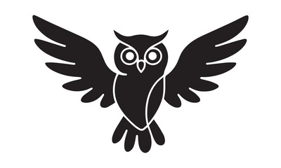 Minimalist Flying Owl Illustration in Black and White