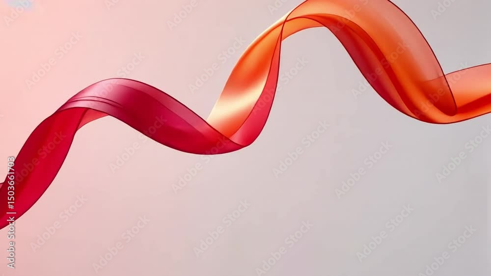 Poster dynamic flowing red and orange fabric waves an abstract motion design with fluid texture and soft ba