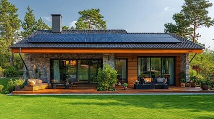 Eco-Friendly Modern House with Solar Panels