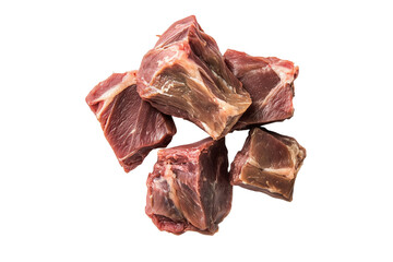 Obraz premium Raw beef cubes for stew isolated on transparent background
