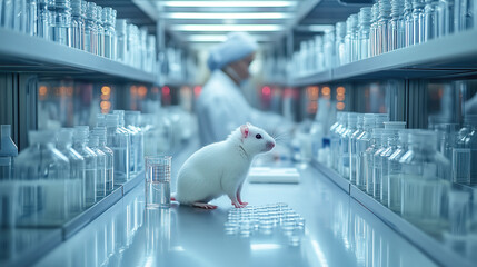 Rats in a lab are part of an experiment. The concept emphasizes scientific research and the ethical considerations of animal testing. Generative AI.