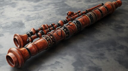 Intricate Carved Wooden Duduk: Armenian Musical Instrument
