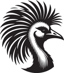Fototapeta premium black and white emu head, emu head silhouette vector icon, emu head vector